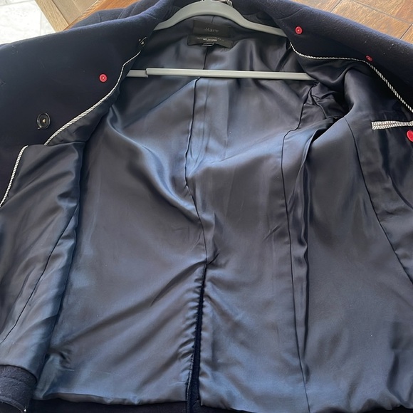 J. Crew Nello Gori Wool Cashmere Navy Bluee double breasted pea coat sz 0 - Picture 10 of 12